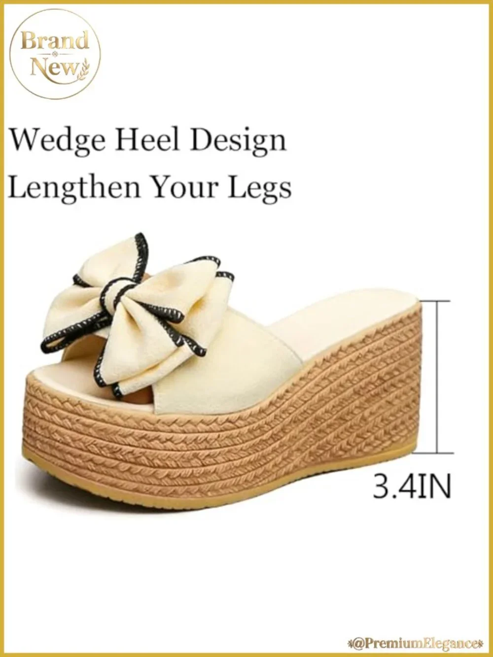 Women's Platform Wedge Sandals Bow-Knot Slip-On PU Lining